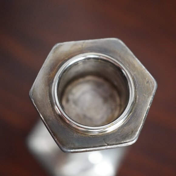 Pair of Vintage Silver Tone Art Deco Candle Holders 1930's Candle Stick Holders - Picture 6 of 16